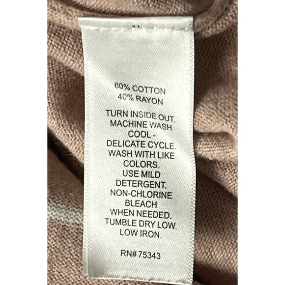 Wearing‎ Your Heart on Your Sleeve Sweater Pink Stripe Long Back Split Hem Small - Picture 4 of 5